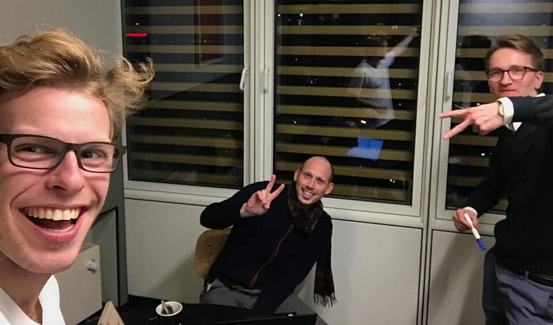 November 2018 — Julian, David, and I at the WeWork Potsdamer Platz after discussing how to get Julian’s Salesforce setup up to speed.